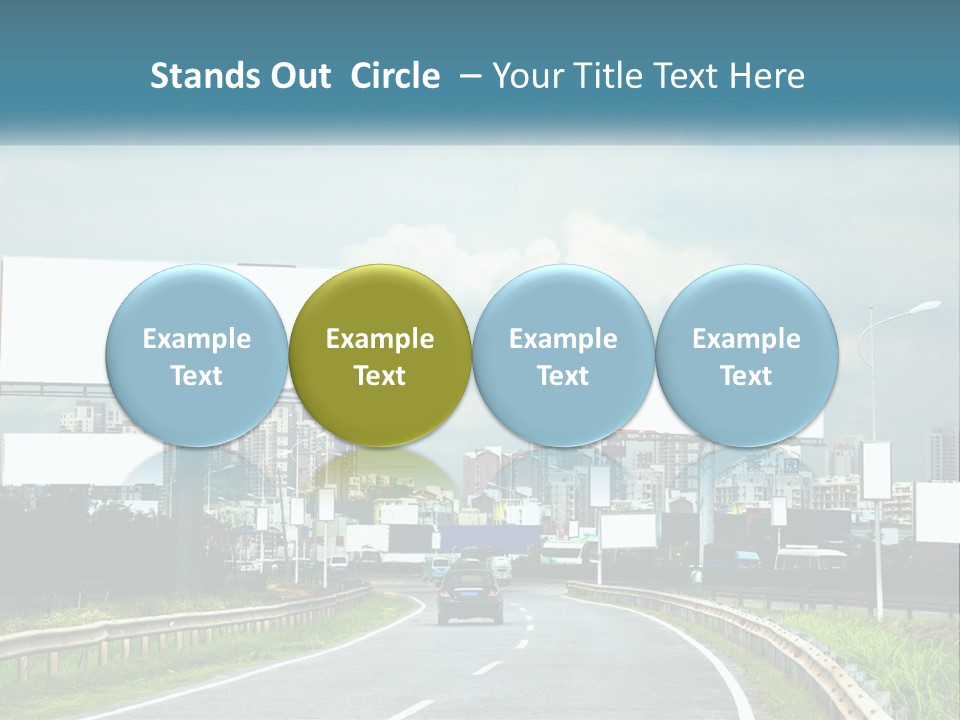 A Road With Billboards On Both Sides Of It PowerPoint Template