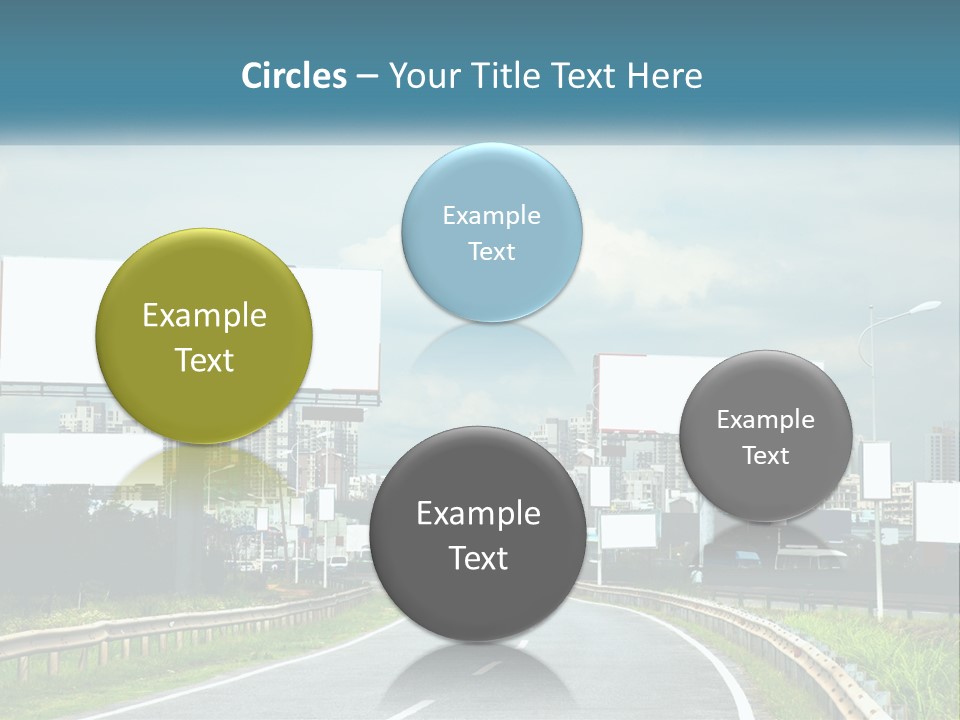 A Road With Billboards On Both Sides Of It PowerPoint Template
