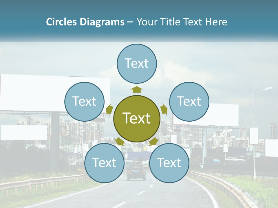 A Road With Billboards On Both Sides Of It PowerPoint Template