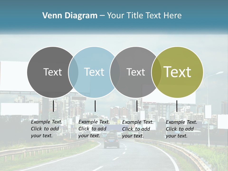 A Road With Billboards On Both Sides Of It PowerPoint Template