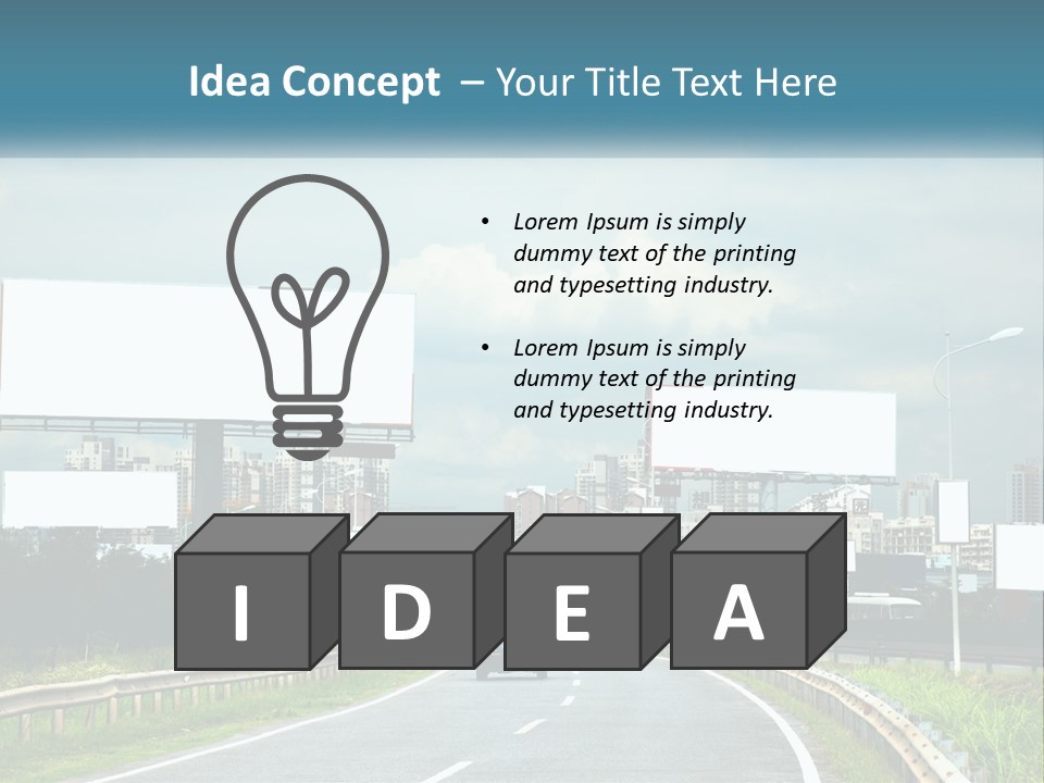 A Road With Billboards On Both Sides Of It PowerPoint Template