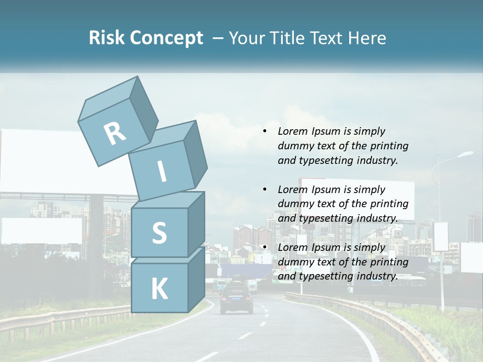 A Road With Billboards On Both Sides Of It PowerPoint Template