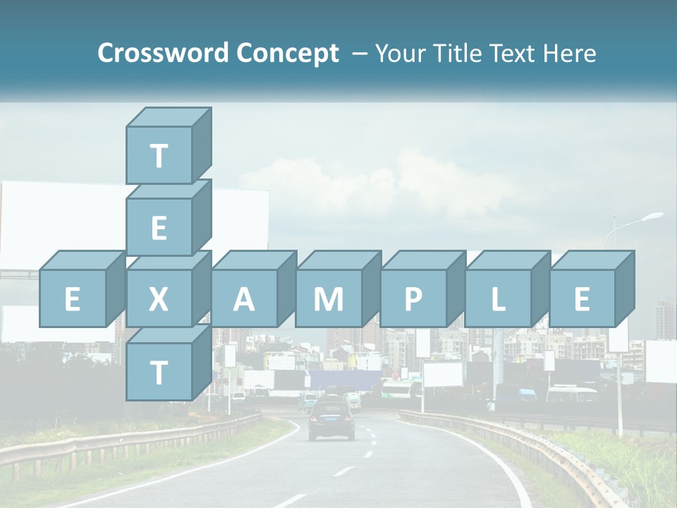A Road With Billboards On Both Sides Of It PowerPoint Template