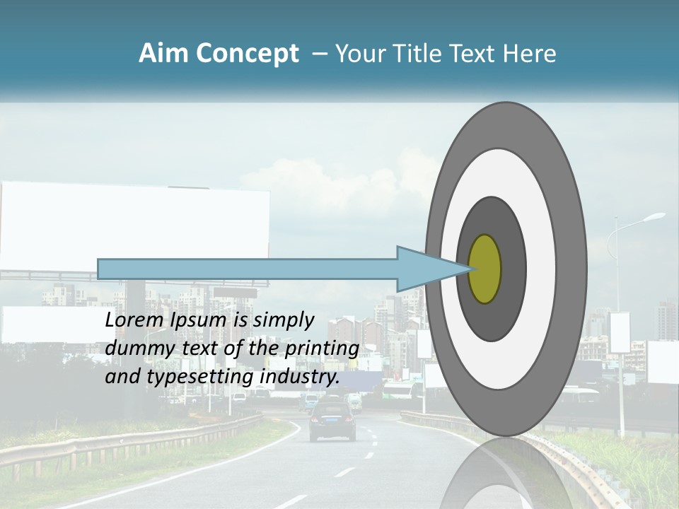 A Road With Billboards On Both Sides Of It PowerPoint Template