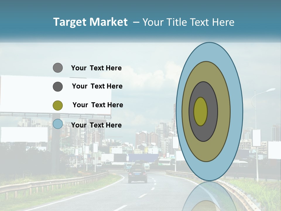 A Road With Billboards On Both Sides Of It PowerPoint Template