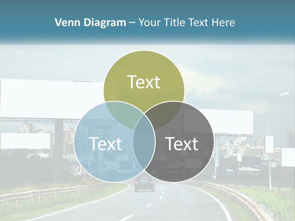 A Road With Billboards On Both Sides Of It PowerPoint Template