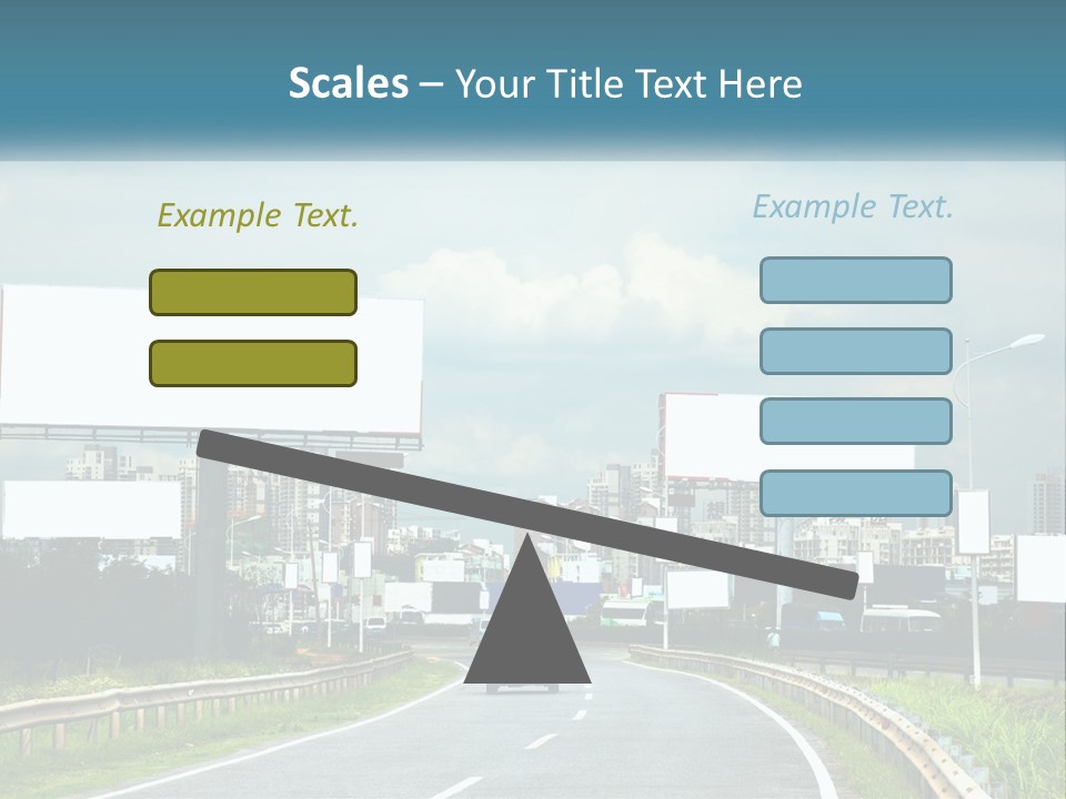 A Road With Billboards On Both Sides Of It PowerPoint Template