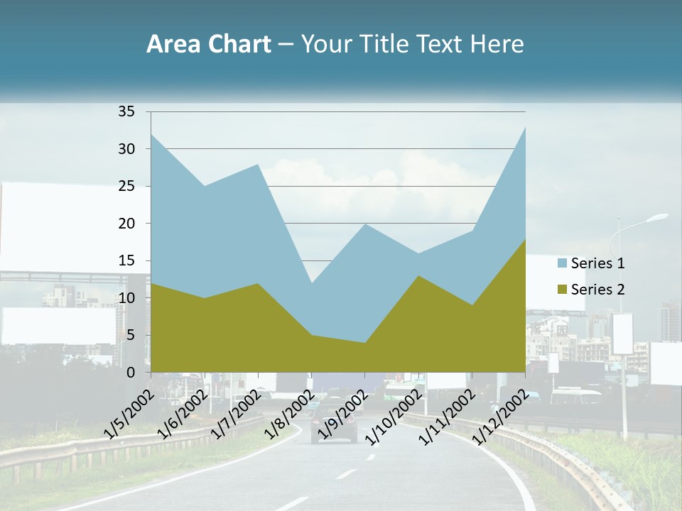 A Road With Billboards On Both Sides Of It PowerPoint Template