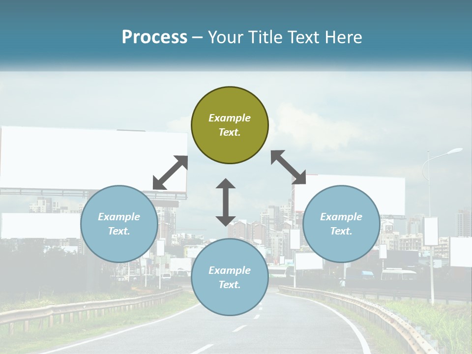 A Road With Billboards On Both Sides Of It PowerPoint Template