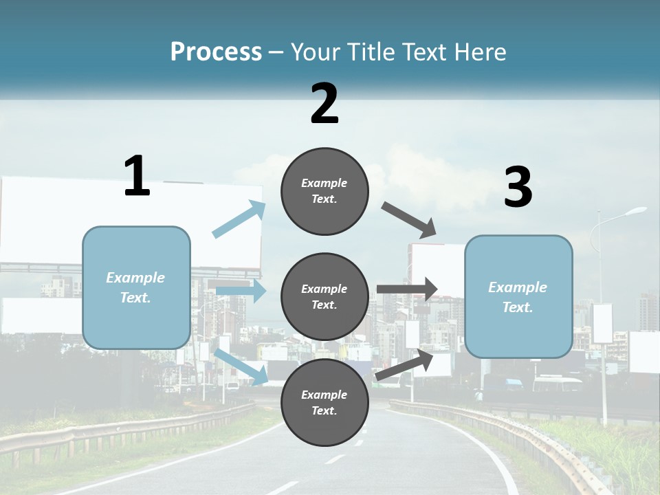 A Road With Billboards On Both Sides Of It PowerPoint Template