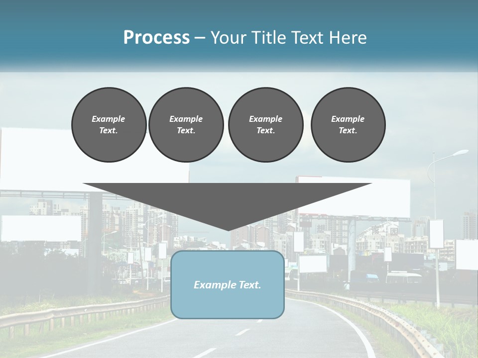A Road With Billboards On Both Sides Of It PowerPoint Template