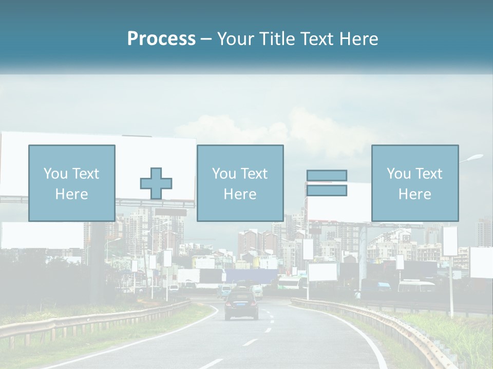 A Road With Billboards On Both Sides Of It PowerPoint Template