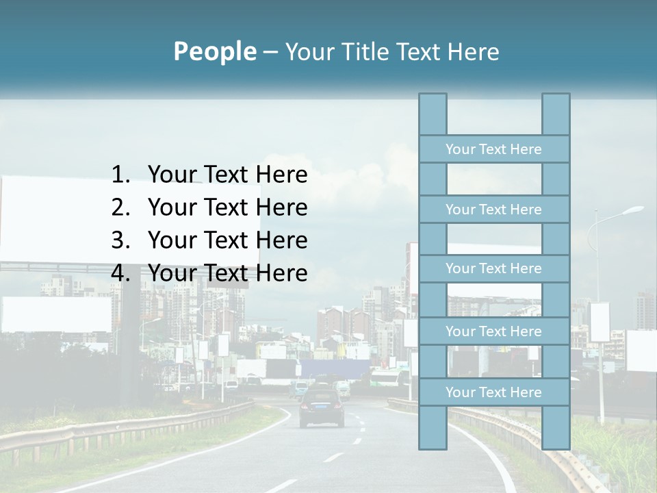 A Road With Billboards On Both Sides Of It PowerPoint Template