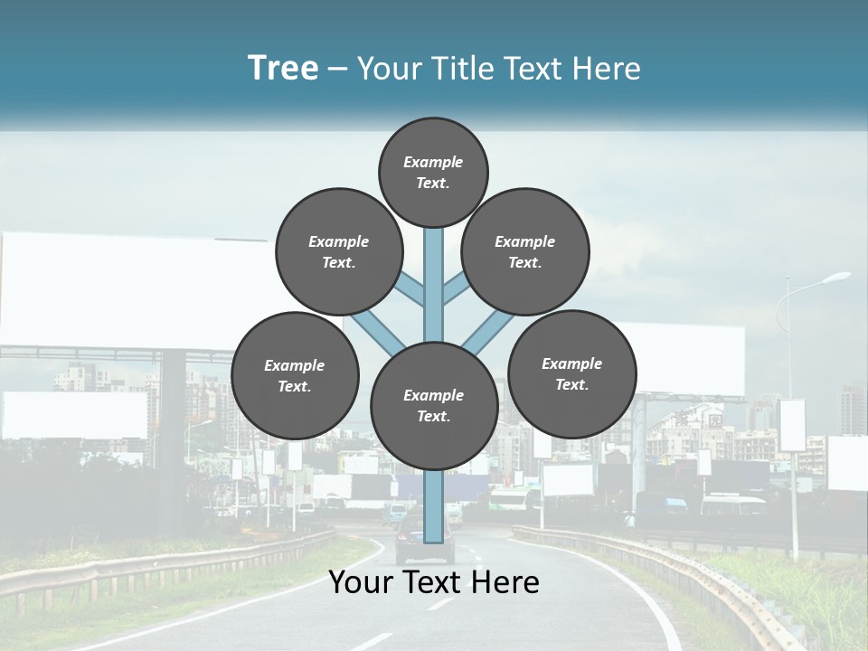 A Road With Billboards On Both Sides Of It PowerPoint Template