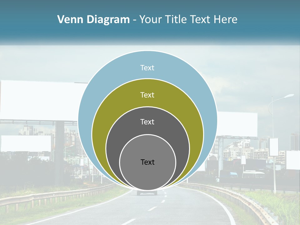 A Road With Billboards On Both Sides Of It PowerPoint Template