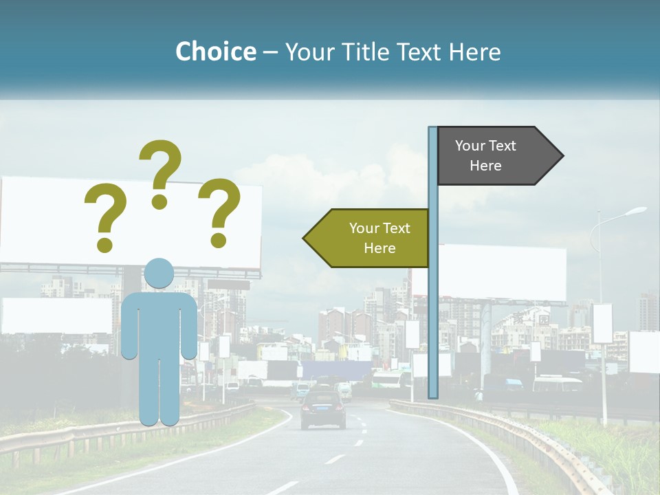 A Road With Billboards On Both Sides Of It PowerPoint Template