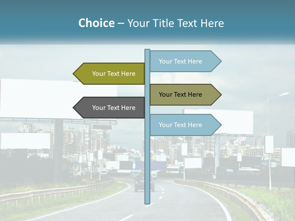 A Road With Billboards On Both Sides Of It PowerPoint Template