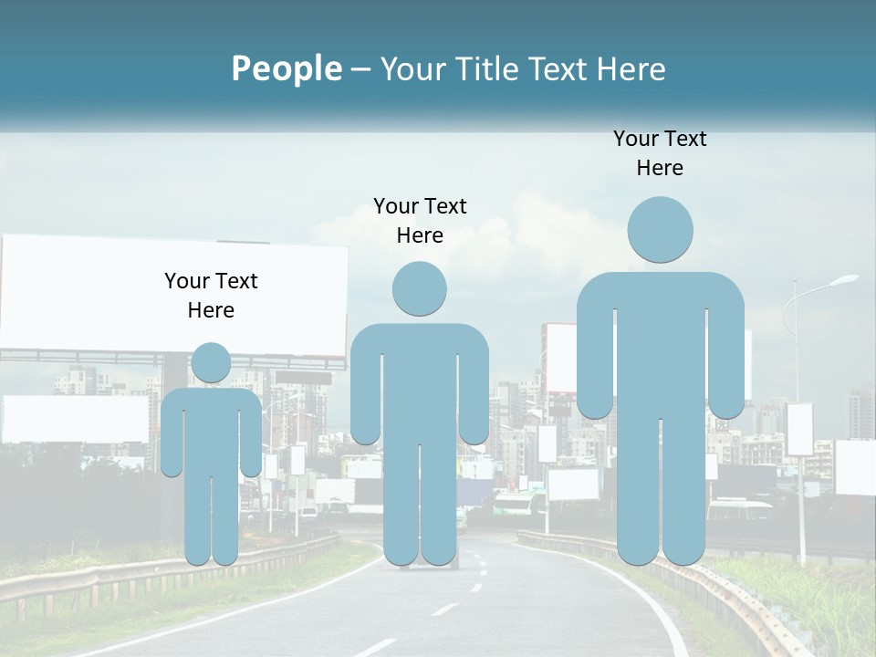 A Road With Billboards On Both Sides Of It PowerPoint Template