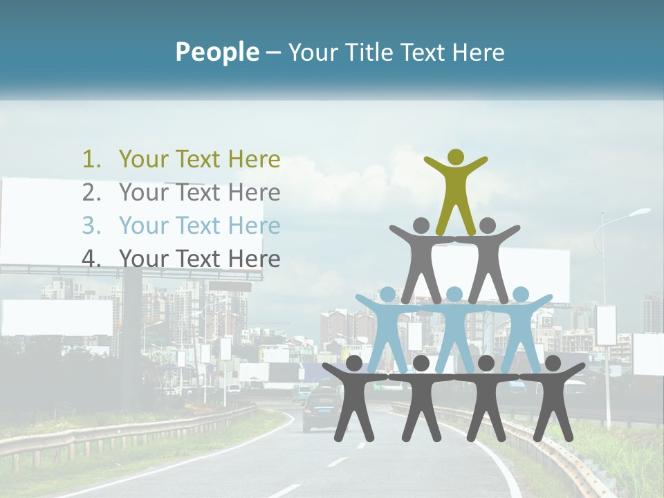 A Road With Billboards On Both Sides Of It PowerPoint Template