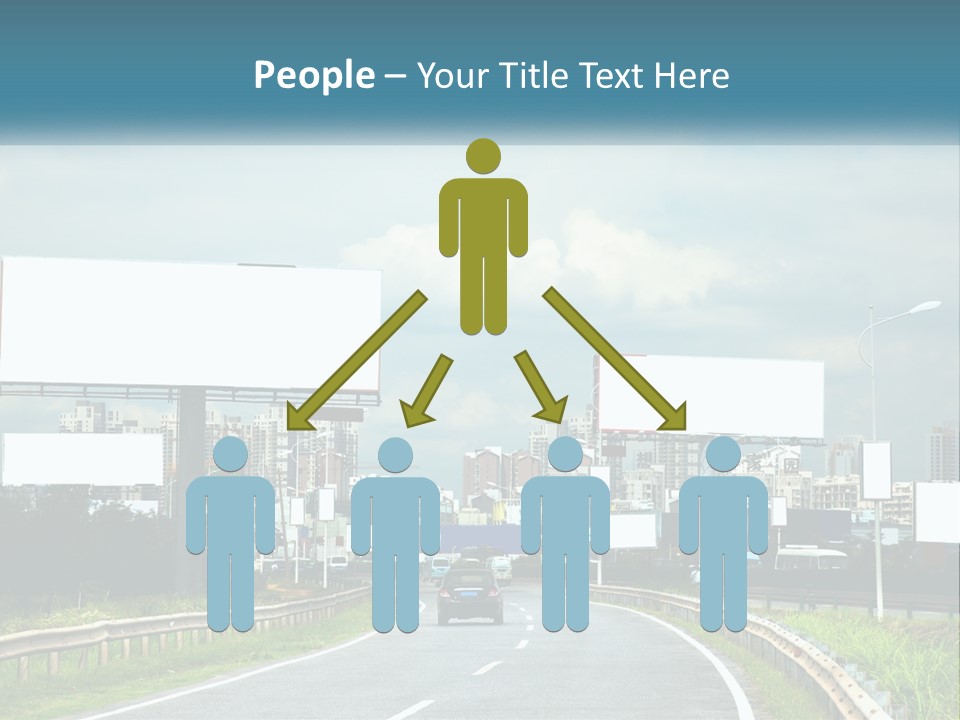 A Road With Billboards On Both Sides Of It PowerPoint Template