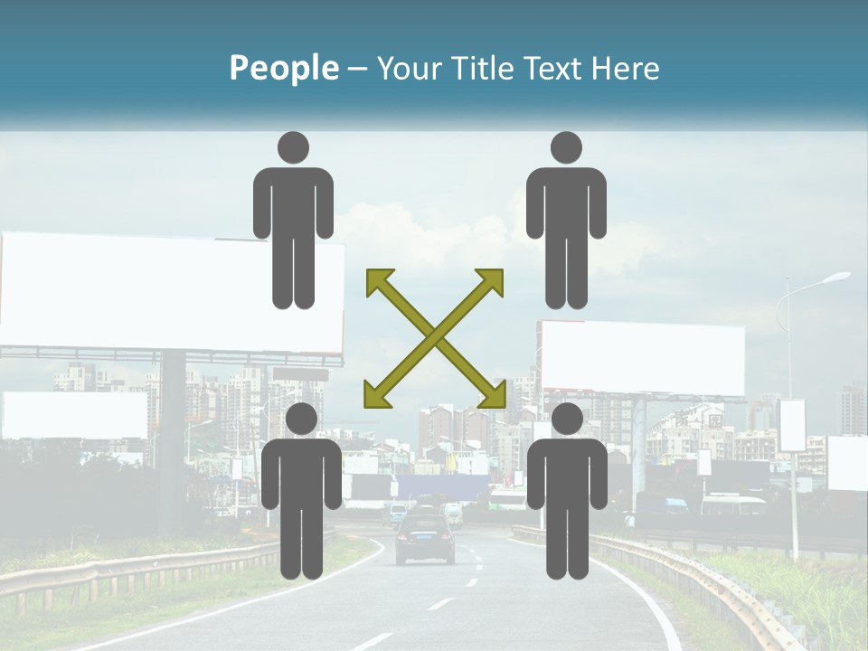 A Road With Billboards On Both Sides Of It PowerPoint Template