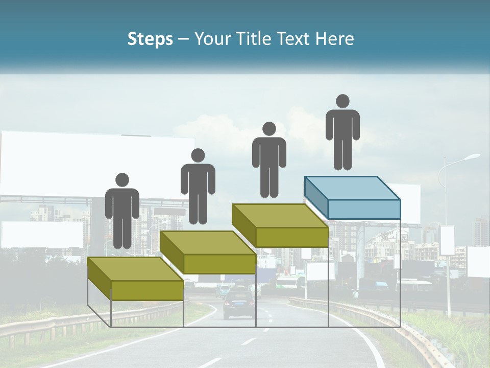 A Road With Billboards On Both Sides Of It PowerPoint Template