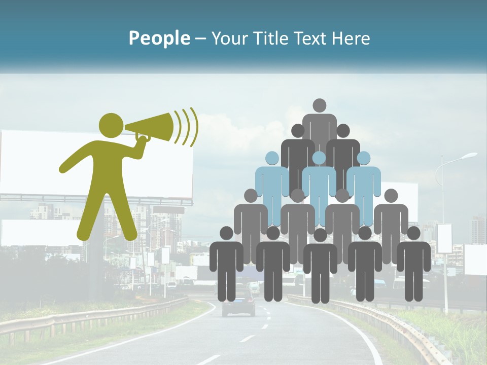 A Road With Billboards On Both Sides Of It PowerPoint Template