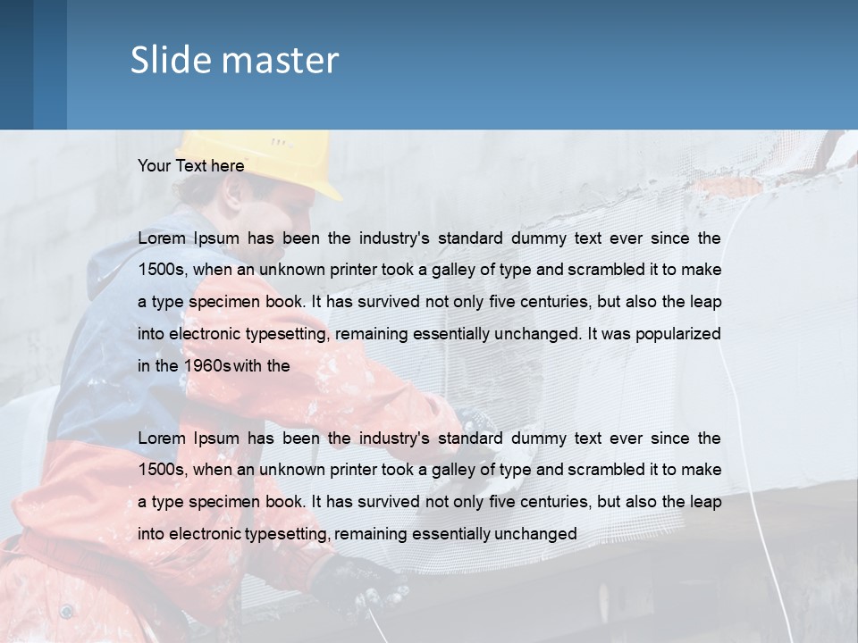 A Man In A Hard Hat Is Working On The Side Of A Building PowerPoint Template