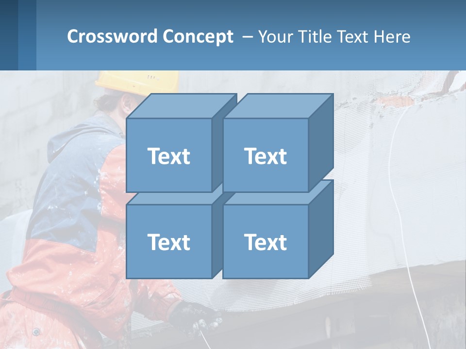 A Man In A Hard Hat Is Working On The Side Of A Building PowerPoint Template