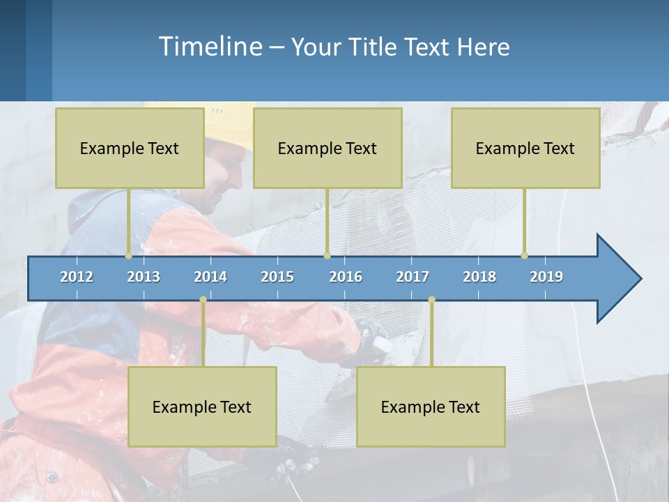 A Man In A Hard Hat Is Working On The Side Of A Building PowerPoint Template