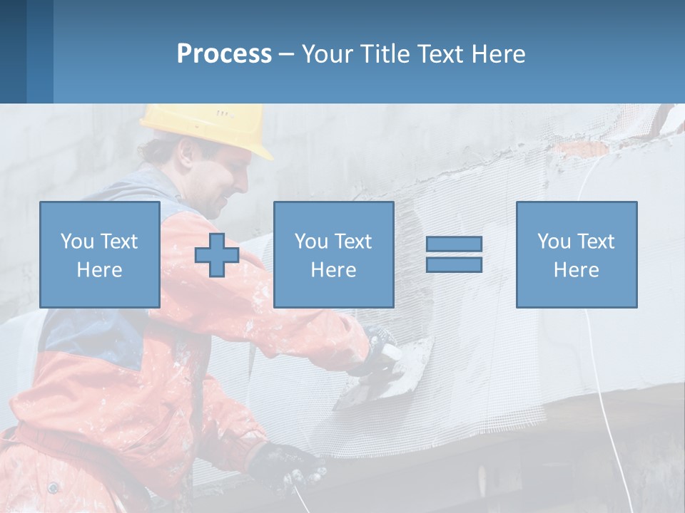 A Man In A Hard Hat Is Working On The Side Of A Building PowerPoint Template