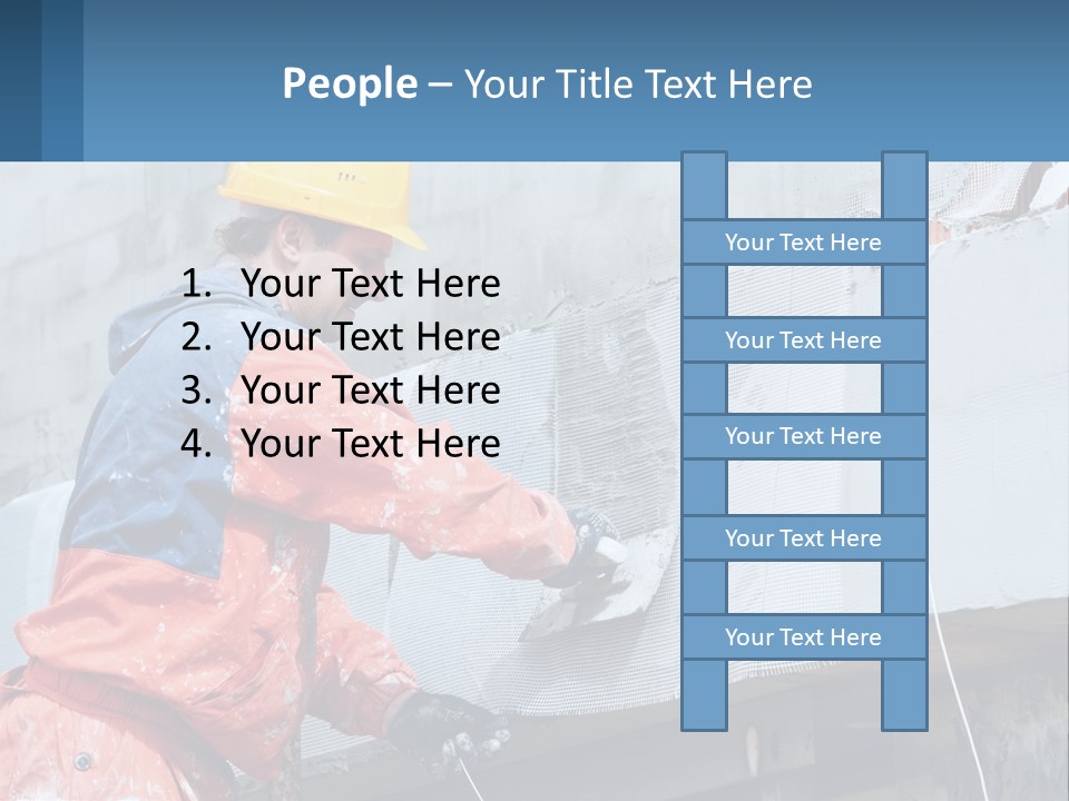 A Man In A Hard Hat Is Working On The Side Of A Building PowerPoint Template