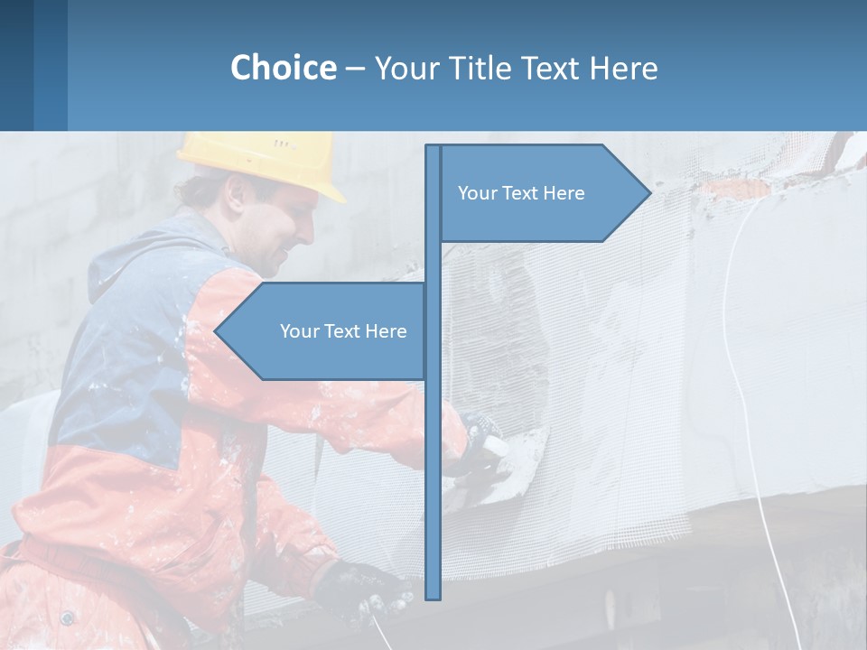 A Man In A Hard Hat Is Working On The Side Of A Building PowerPoint Template