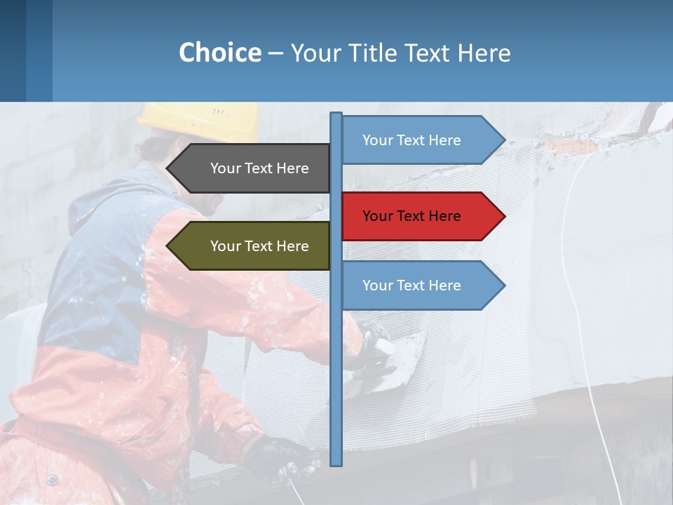 A Man In A Hard Hat Is Working On The Side Of A Building PowerPoint Template