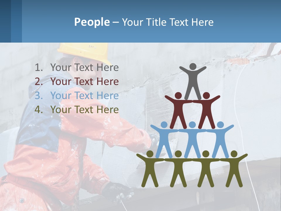 A Man In A Hard Hat Is Working On The Side Of A Building PowerPoint Template