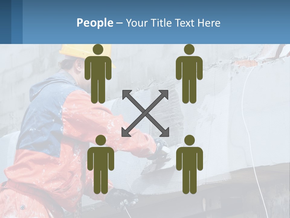 A Man In A Hard Hat Is Working On The Side Of A Building PowerPoint Template