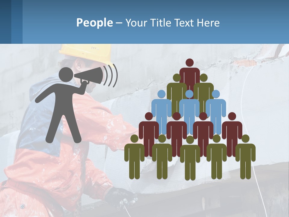 A Man In A Hard Hat Is Working On The Side Of A Building PowerPoint Template