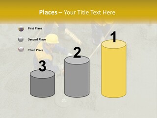 A Group Of Men In Blue And Yellow Work On A Construction Site PowerPoint Template