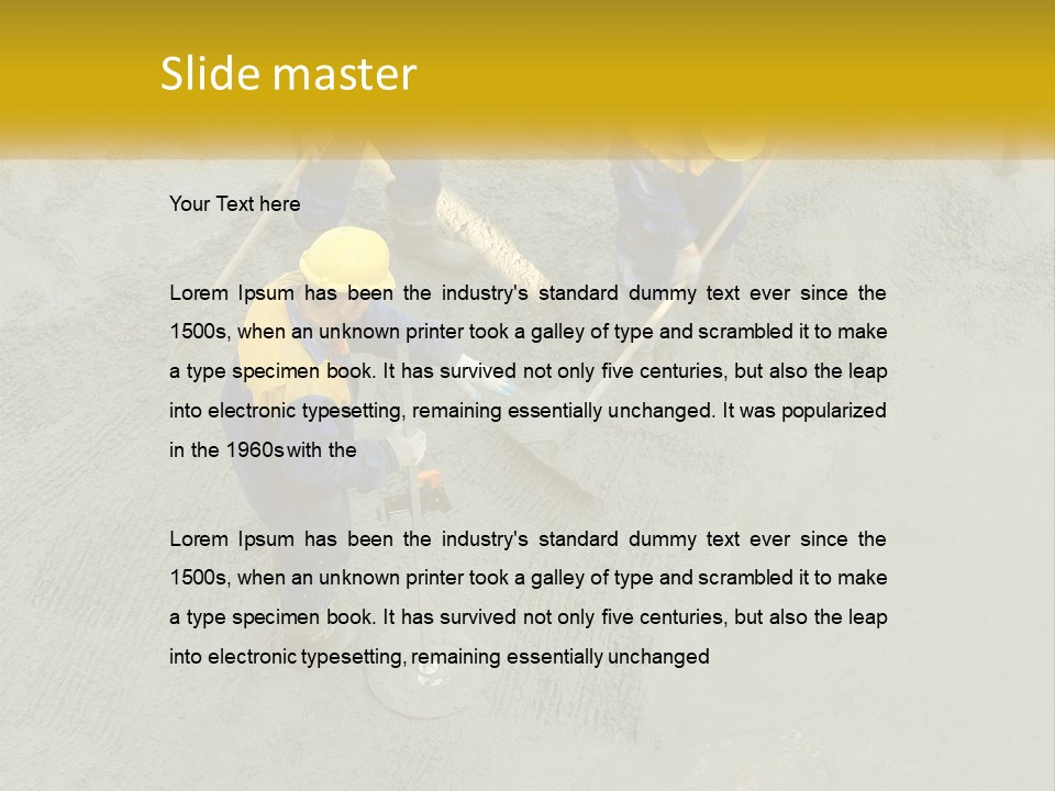 A Group Of Men In Blue And Yellow Work On A Construction Site PowerPoint Template