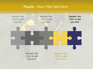 A Group Of Men In Blue And Yellow Work On A Construction Site PowerPoint Template