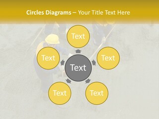 A Group Of Men In Blue And Yellow Work On A Construction Site PowerPoint Template