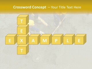 A Group Of Men In Blue And Yellow Work On A Construction Site PowerPoint Template