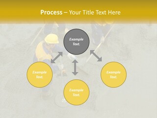 A Group Of Men In Blue And Yellow Work On A Construction Site PowerPoint Template