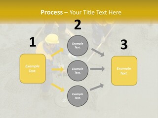 A Group Of Men In Blue And Yellow Work On A Construction Site PowerPoint Template