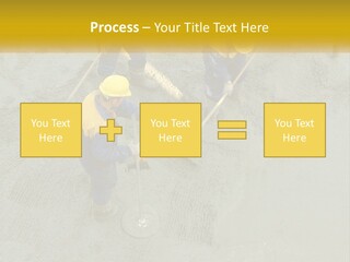 A Group Of Men In Blue And Yellow Work On A Construction Site PowerPoint Template