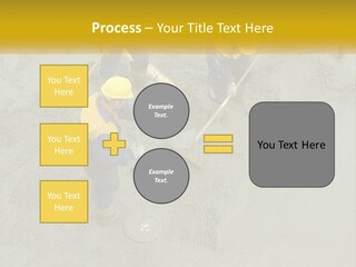 A Group Of Men In Blue And Yellow Work On A Construction Site PowerPoint Template