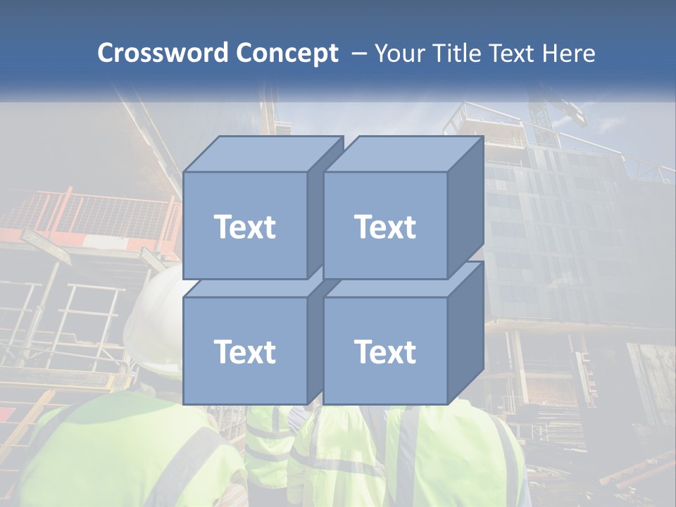 A Group Of Construction Workers Standing In Front Of A Building PowerPoint Template