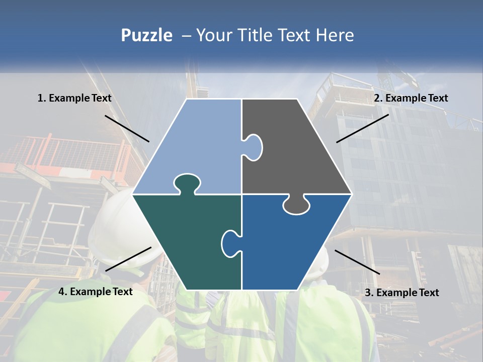 A Group Of Construction Workers Standing In Front Of A Building PowerPoint Template
