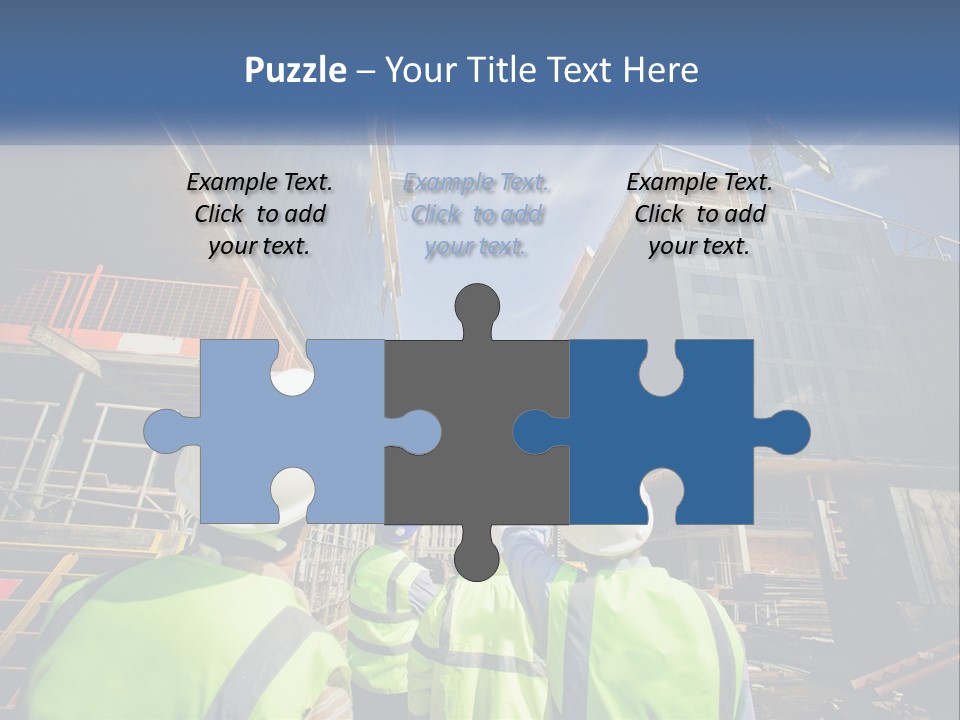 A Group Of Construction Workers Standing In Front Of A Building PowerPoint Template