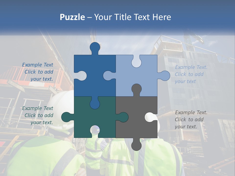 A Group Of Construction Workers Standing In Front Of A Building PowerPoint Template